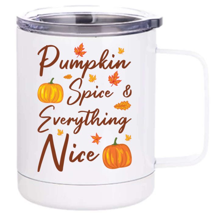 Funny Cute Pumpkin Spice And Everything Nice Thanksgiving Autumn Front & Back 12oz Stainless Steel Tumbler Cup