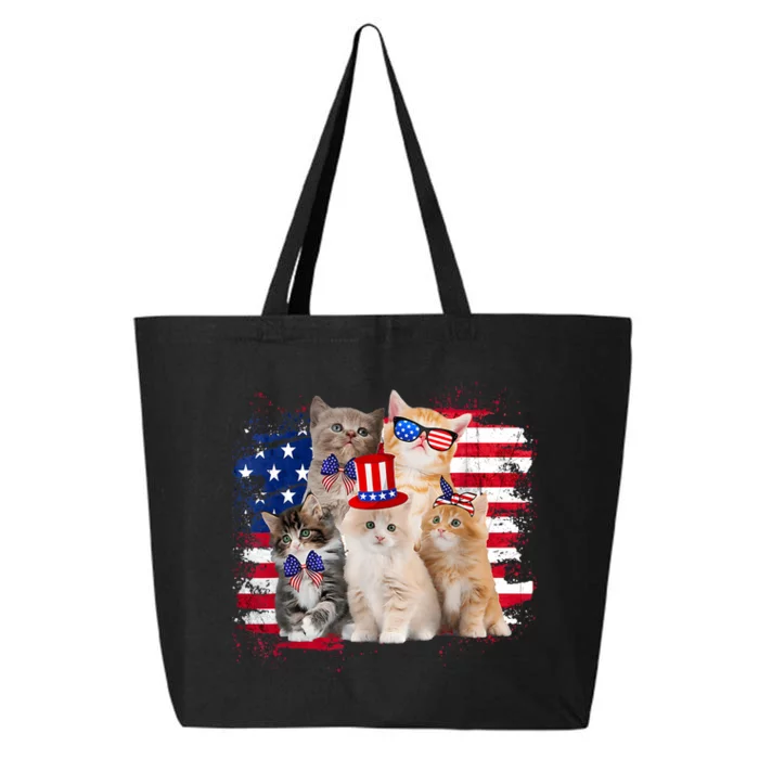 Funny Cat Patriotic USA Cat Lovers Cat Moms 4th July 25L Jumbo Tote