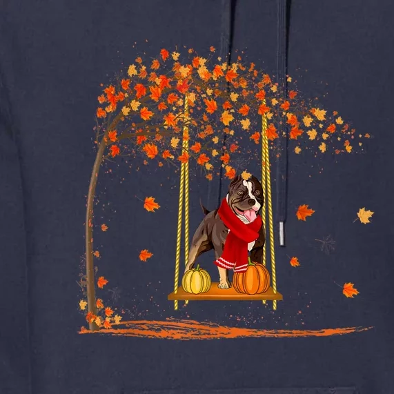 Funny Cute Pumpkin Spice Autumn Pitbull Dog Thanksgiving Maple Premium Hoodie