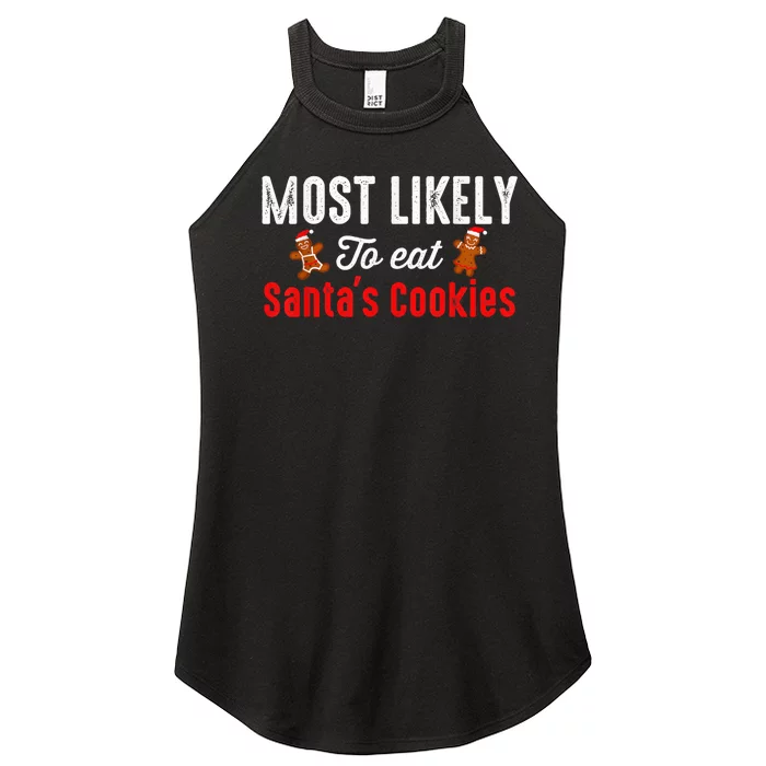 Family Christmas PJs Most Likely To Shirt Funny Matching Women’s Perfect Tri Rocker Tank