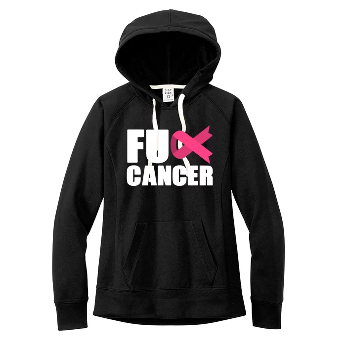 FU Cancer Pink Ribbon Breast Cancer Awareness Women's Fleece Hoodie