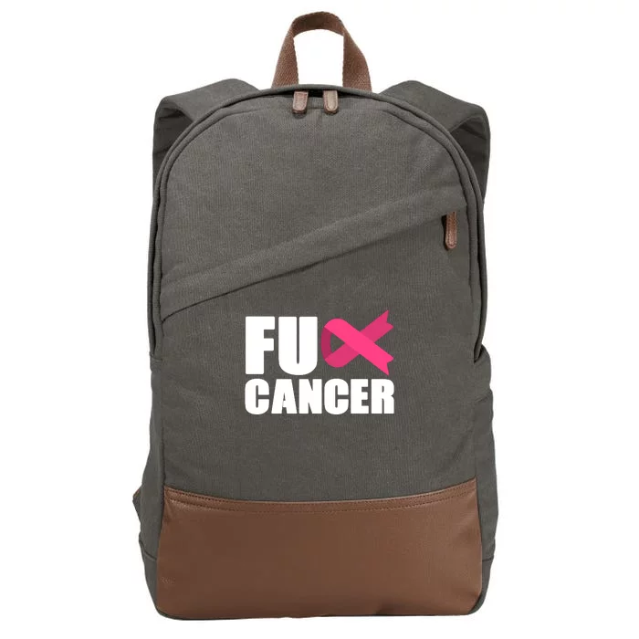 FU Cancer Pink Ribbon Breast Cancer Awareness Cotton Canvas Backpack