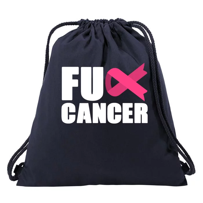 FU Cancer Pink Ribbon Breast Cancer Awareness Drawstring Bag