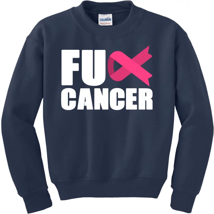 FU Cancer Pink Ribbon Breast Cancer Awareness Kids Sweatshirt