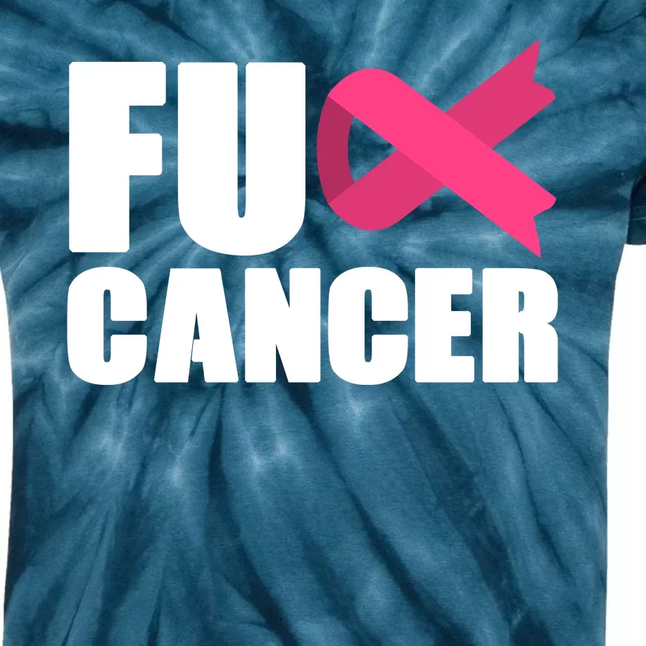 FU Cancer Pink Ribbon Breast Cancer Awareness Kids Tie-Dye T-Shirt