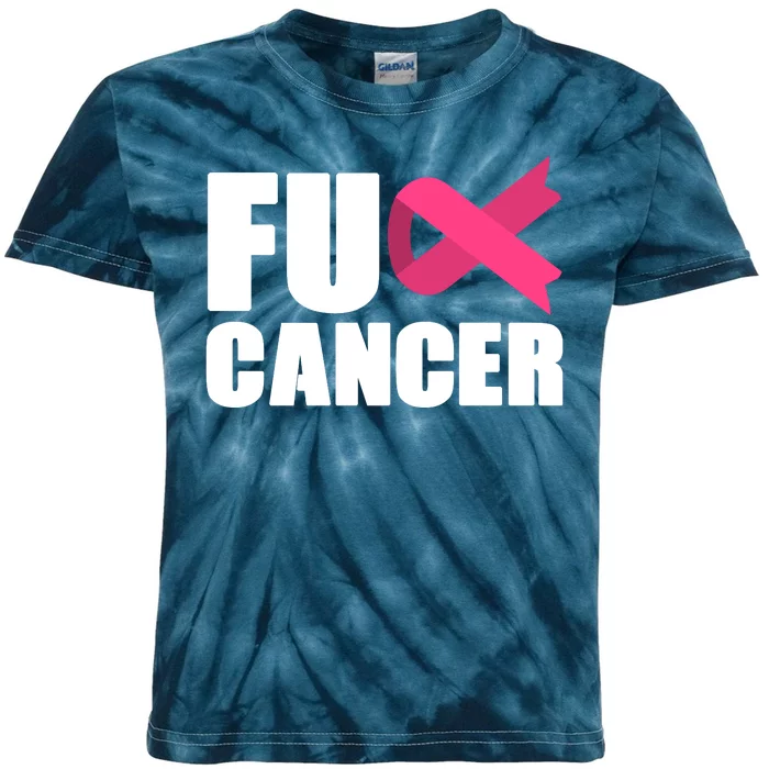 FU Cancer Pink Ribbon Breast Cancer Awareness Kids Tie-Dye T-Shirt