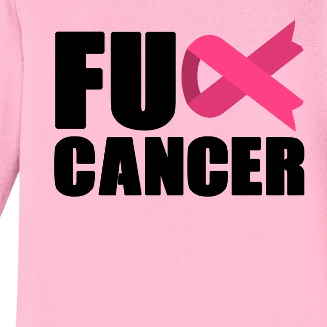 FU Cancer Pink Ribbon Breast Cancer Awareness Baby Long Sleeve Bodysuit