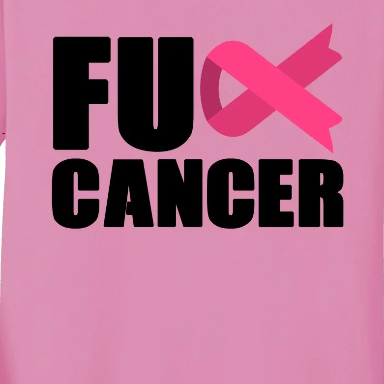 FU Cancer Pink Ribbon Breast Cancer Awareness Kids Long Sleeve Shirt