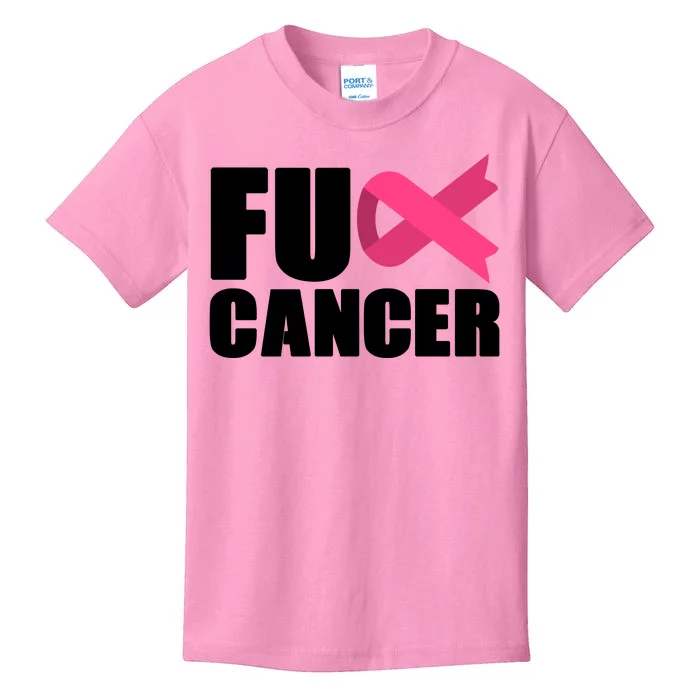 FU Cancer Pink Ribbon Breast Cancer Awareness Kids T-Shirt