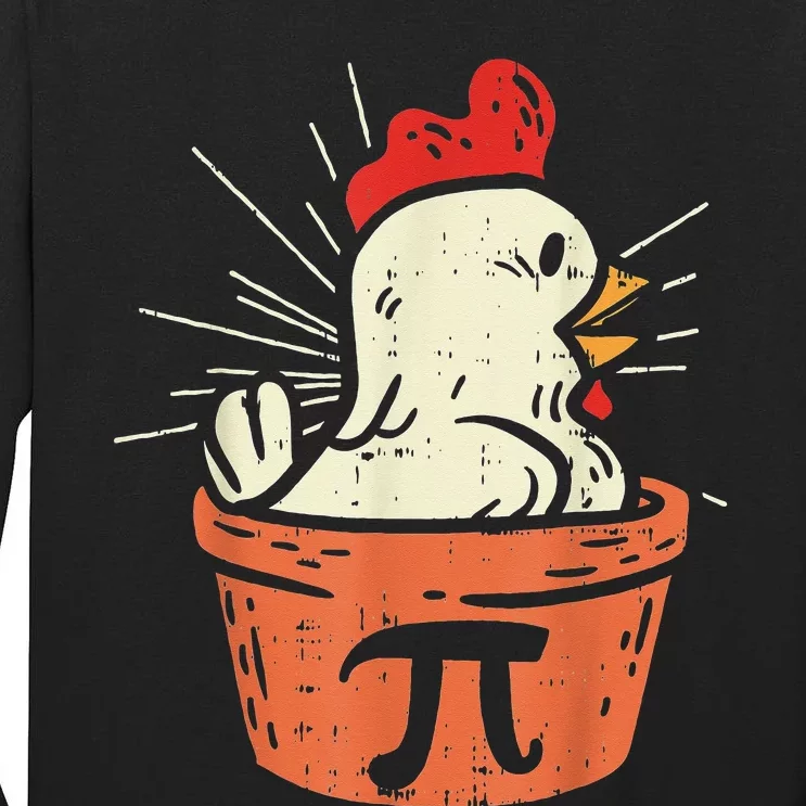 Funny Chicken Pot Pi Day Pie Math Lover Geek 3.14 Tall Long Sleeve T-Shirt