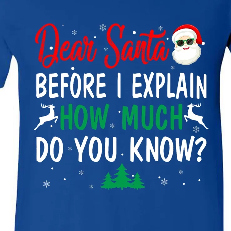 Funny Christmas Pajama Adult Dear Santa I Can Explain Gift V-Neck T-Shirt