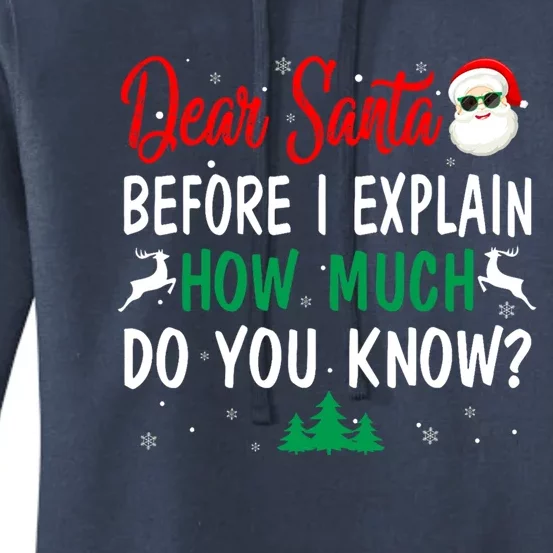 Funny Christmas Pajama Adult Dear Santa I Can Explain Gift Women's Pullover Hoodie