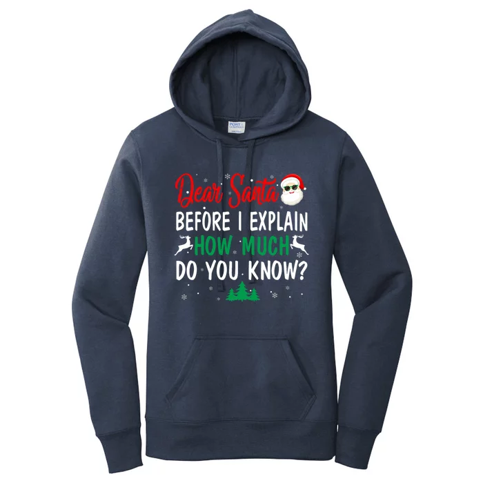 Funny Christmas Pajama Adult Dear Santa I Can Explain Gift Women's Pullover Hoodie