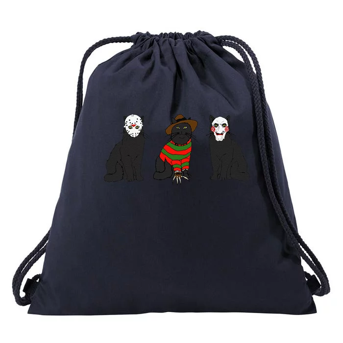 Funny Cat Parody Horror Movie Black Cat Gifts Drawstring Bag