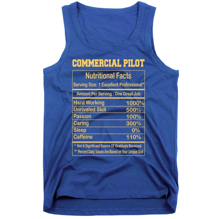 Funny Commercial Pilot Nutritional Facts Motivational Quote Cute Gift Tank Top