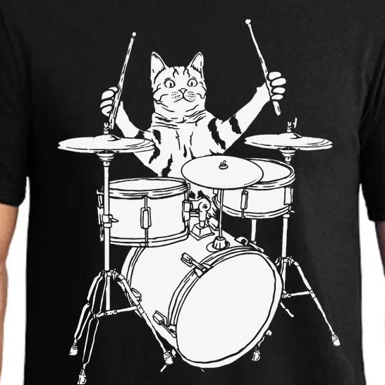 Funny Cat Playing Drums Drum Kit Pajama Set