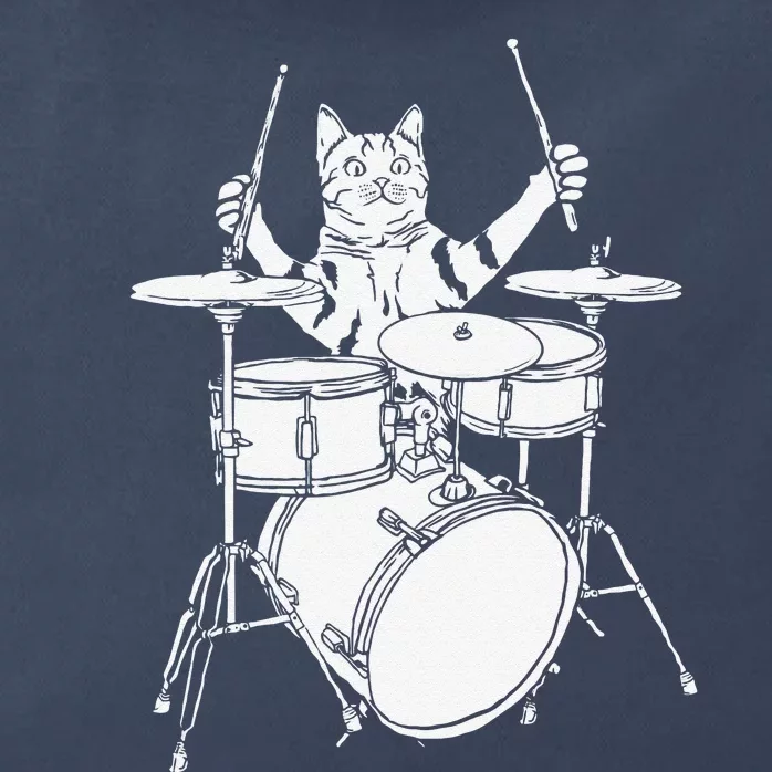 Funny Cat Playing Drums Drum Kit Zip Tote Bag