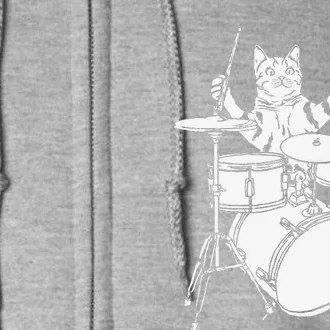 Funny Cat Playing Drums Drum Kit Full Zip Hoodie