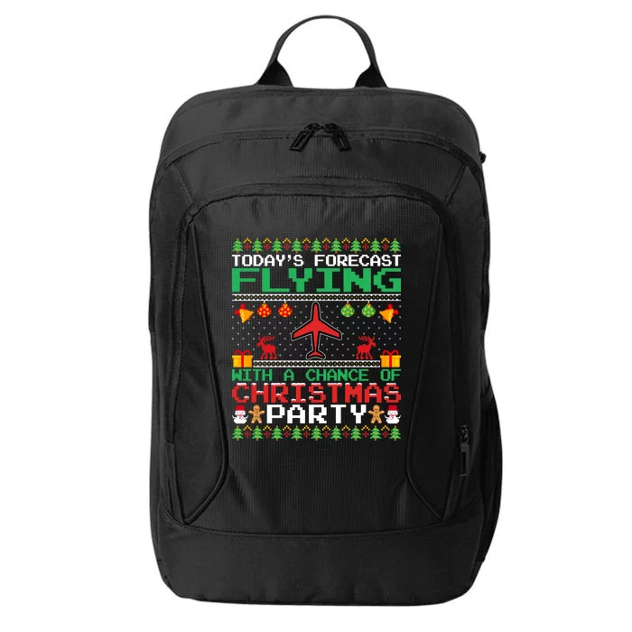 Flying Christmas Party Airplane Pilot Christmas Ugly Style Gift City Backpack