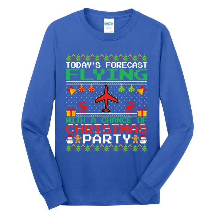 Flying Christmas Party Airplane Pilot Christmas Ugly Style Gift Tall Long Sleeve T-Shirt