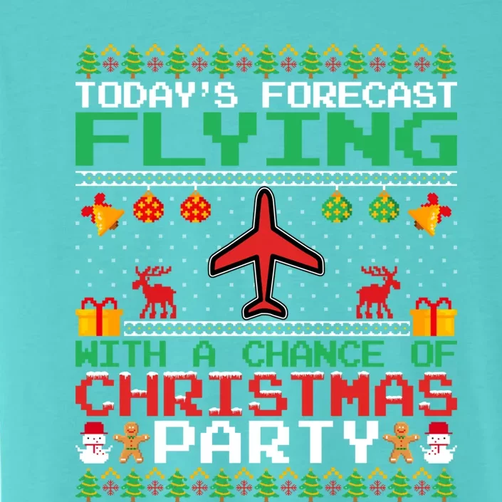 Flying Christmas Party Airplane Pilot Christmas Ugly Style Gift ChromaSoft Performance T-Shirt