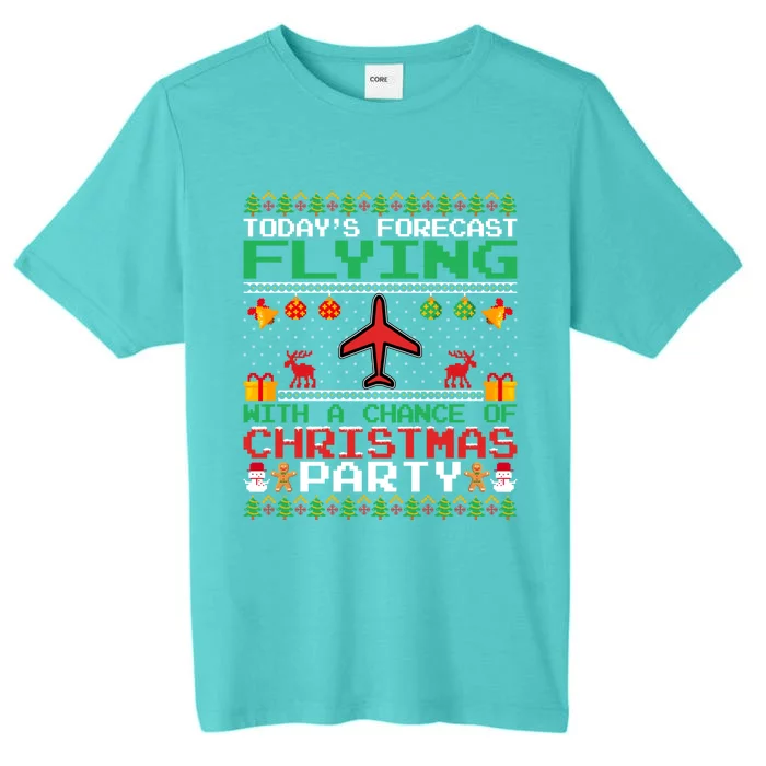 Flying Christmas Party Airplane Pilot Christmas Ugly Style Gift ChromaSoft Performance T-Shirt