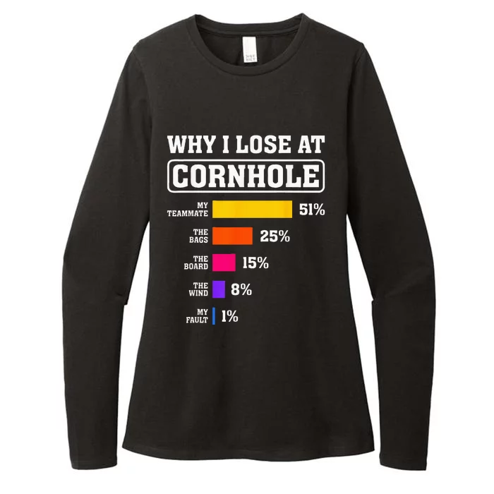 Funny Cornhole Players Why I Lose At Cornhole Womens CVC Long Sleeve Shirt