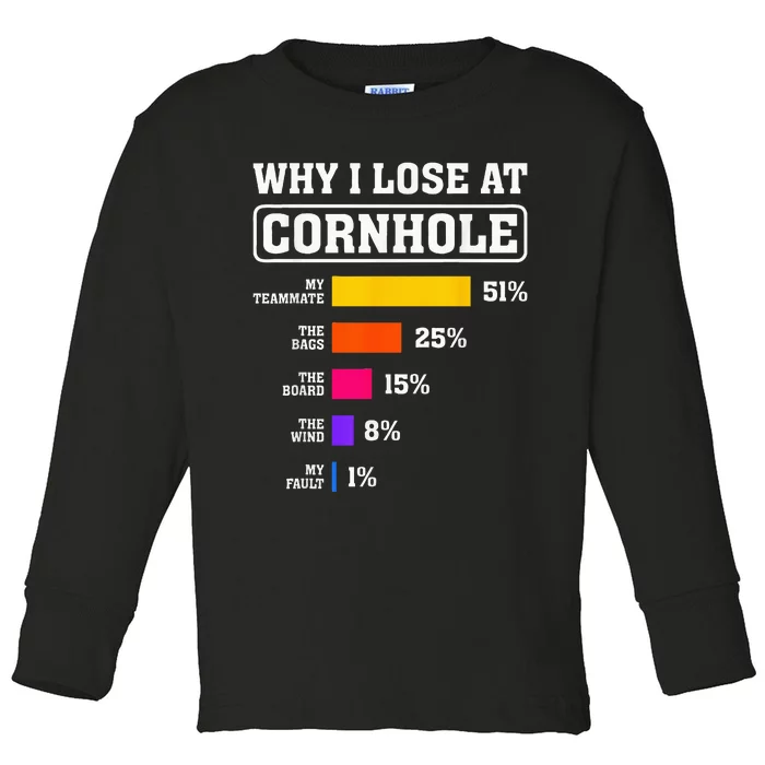 Funny Cornhole Players Why I Lose At Cornhole Toddler Long Sleeve Shirt