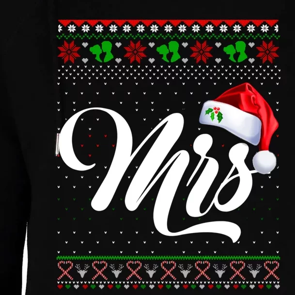 Funny Christmas Pajamas Matching Couples Santa Mr And Mrs Womens Funnel Neck Pullover Hood