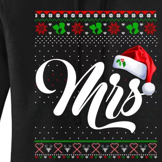 Funny Christmas Pajamas Matching Couples Santa Mr And Mrs Women's Pullover Hoodie