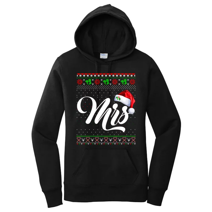 Funny Christmas Pajamas Matching Couples Santa Mr And Mrs Women's Pullover Hoodie