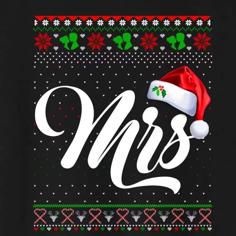 Funny Christmas Pajamas Matching Couples Santa Mr And Mrs Women's Crop Top Tee