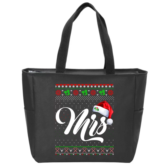 Funny Christmas Pajamas Matching Couples Santa Mr And Mrs Zip Tote Bag