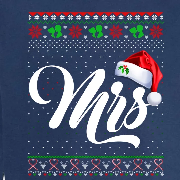 Funny Christmas Pajamas Matching Couples Santa Mr And Mrs Garment-Dyed Sweatshirt