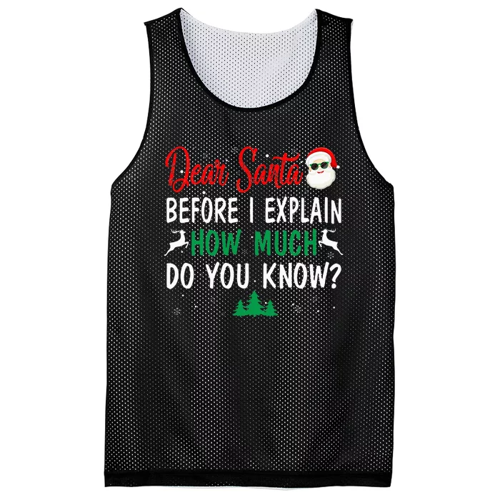 Funny Christmas Pajama Dear Santa I Can Explain Mesh Reversible Basketball Jersey Tank