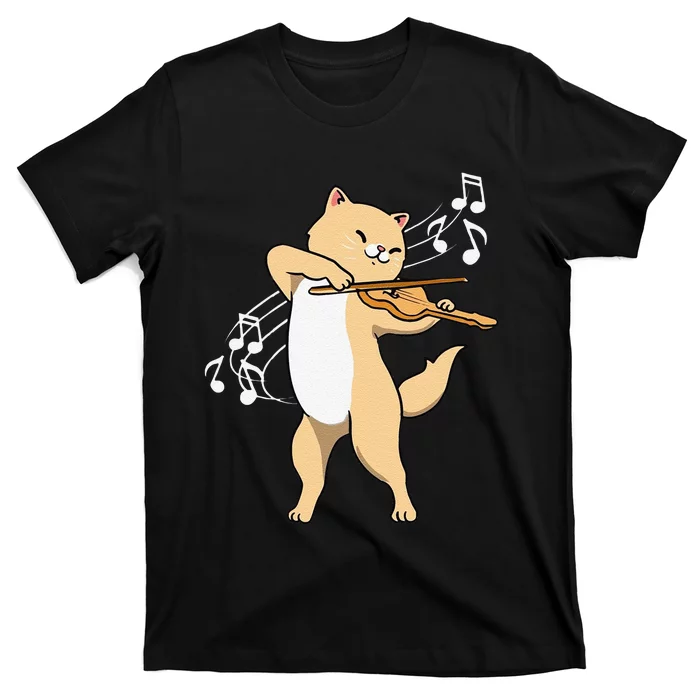 Funny Cat Playing Violin Giftt Cool Violinist Gift T-Shirt