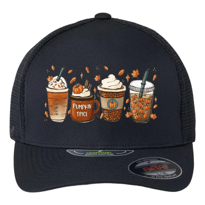 Fall Coffee Pumpkin Spice Lover Flexfit Unipanel Trucker Cap