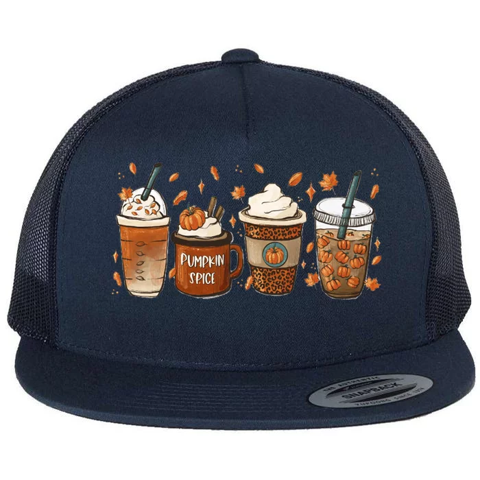 Fall Coffee Pumpkin Spice Lover Flat Bill Trucker Hat