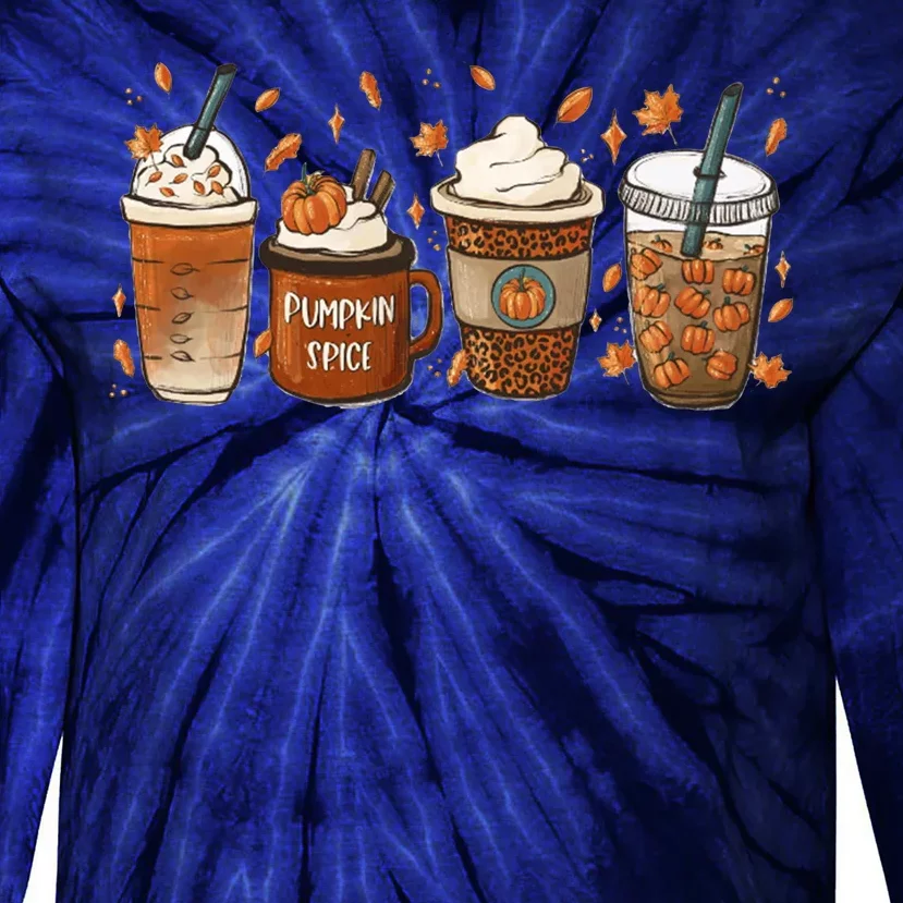 Fall Coffee Pumpkin Spice Lover Tie-Dye Long Sleeve Shirt