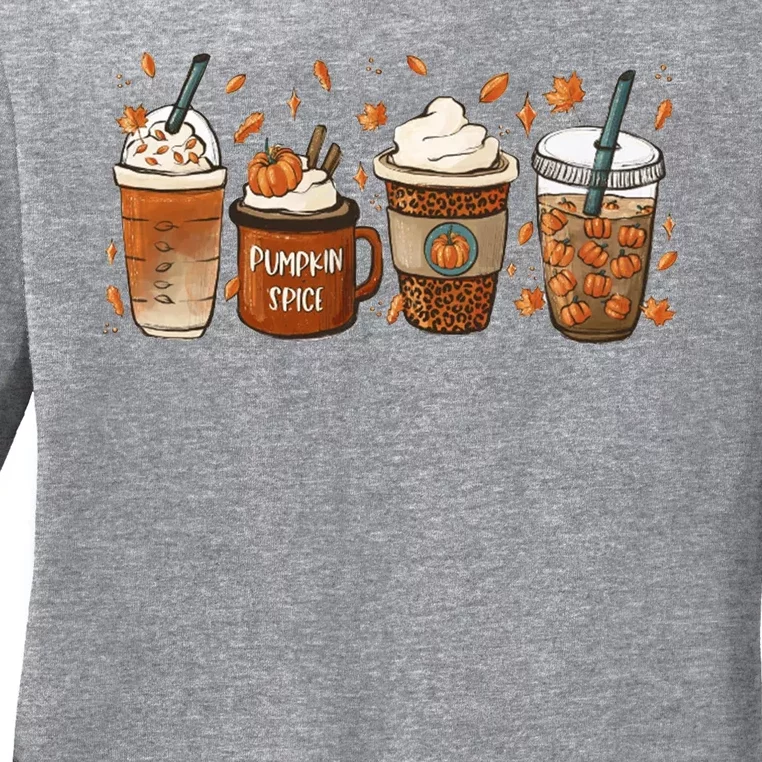 Fall Coffee Pumpkin Spice Lover Ladies Long Sleeve Shirt