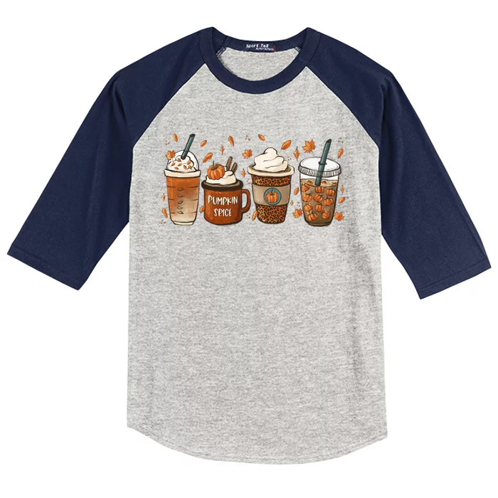 Fall Coffee Pumpkin Spice Lover Kids Colorblock Raglan Jersey