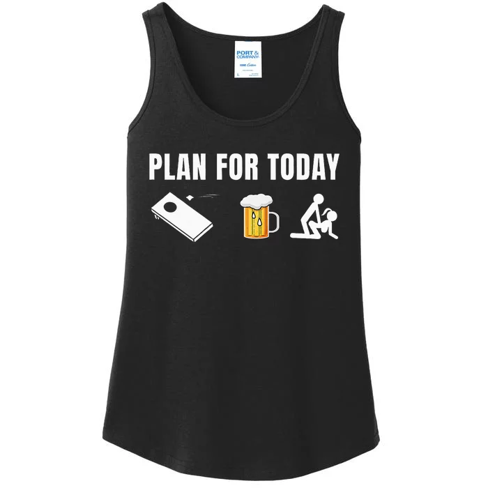 Funny Cornhole Plan For Today Beer Cornhole Ladies Essential Tank