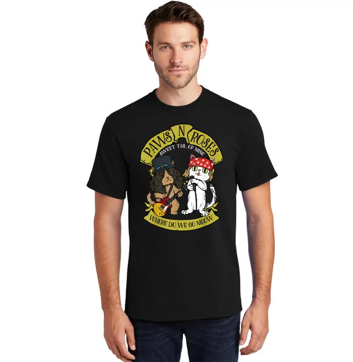 Funny Cat Paws Rock Music Gift Tall T-Shirt