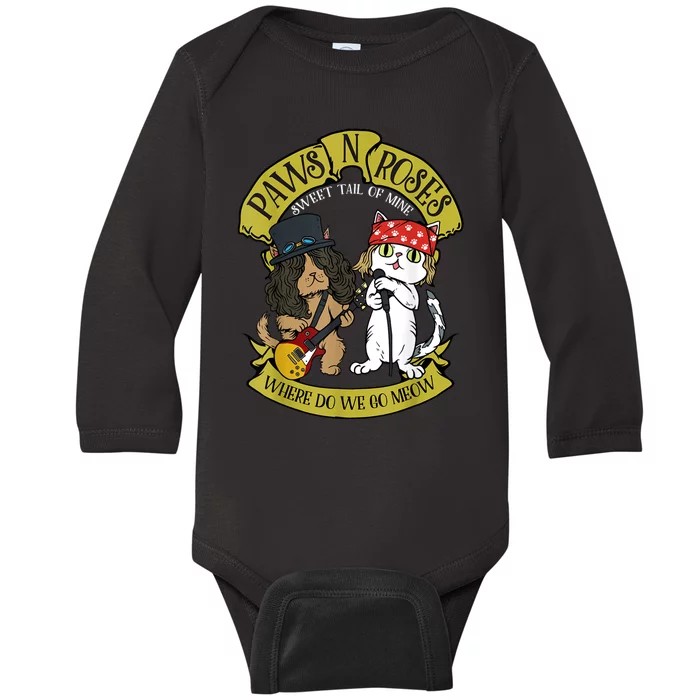 Funny Cat Paws Rock Music Gift Baby Long Sleeve Bodysuit