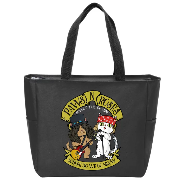 Funny Cat Paws Rock Music Gift Zip Tote Bag