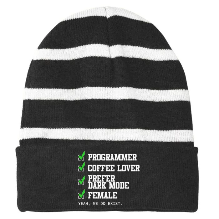 Funny Computer Programmer Software Developer For Women Striped Beanie with Solid Band