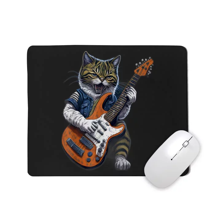 Funny Cat Playing Guitar Cat Lover Graphic Cats Kitten Lover Mousepad