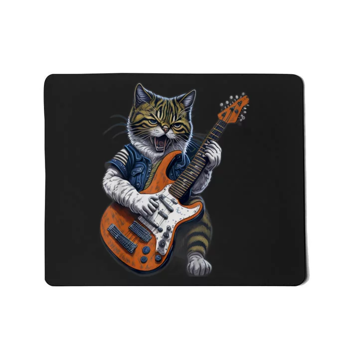 Funny Cat Playing Guitar Cat Lover Graphic Cats Kitten Lover Mousepad