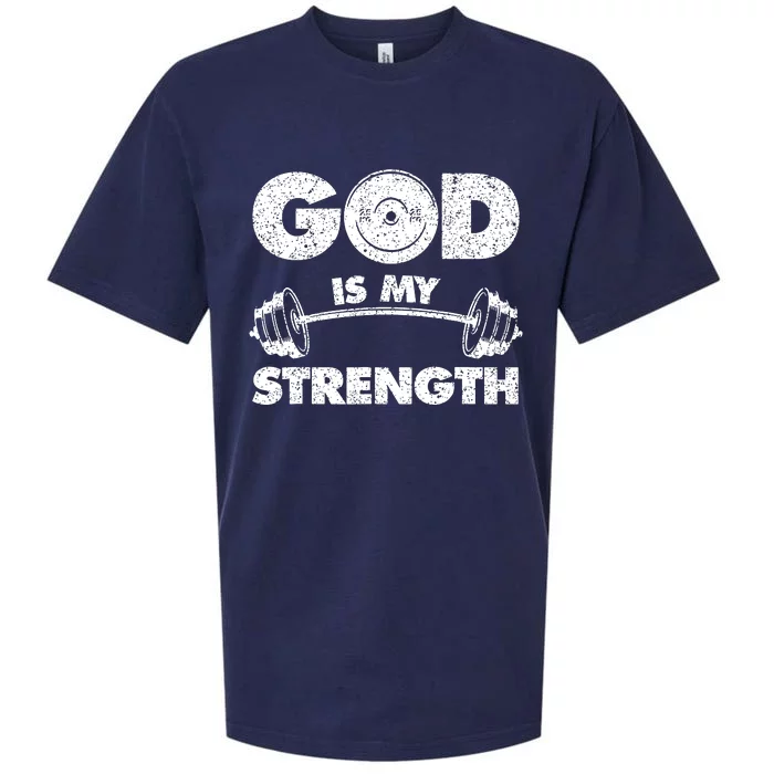 Funny Christian Quote God Is My Strength Sueded Cloud Jersey T-Shirt