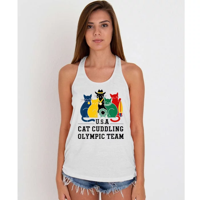 Funny Cat Quote Cat Cuddling Team Cool Women's Knotted Racerback Tank